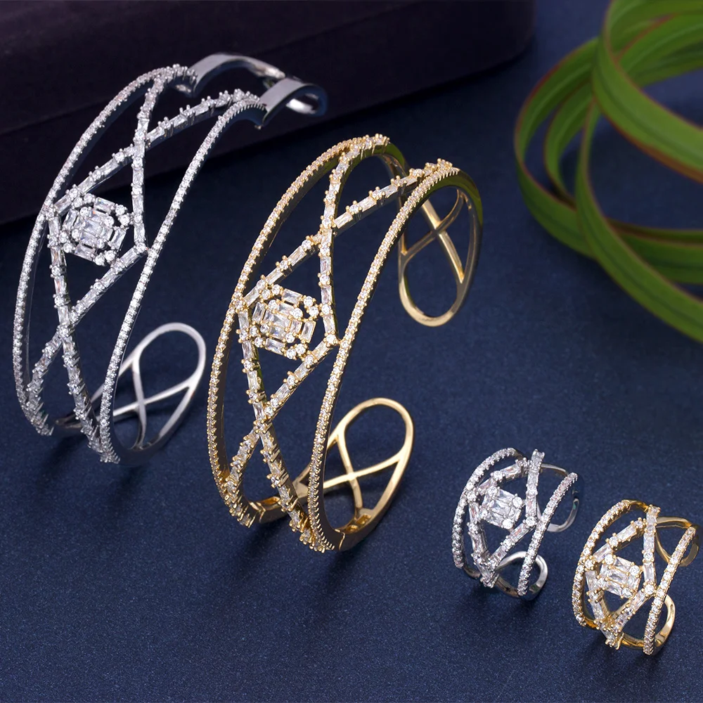 

BRIDE TALK Jewelry Two Piece Set Unique African Bangle&Ring Finger Accessories For Women