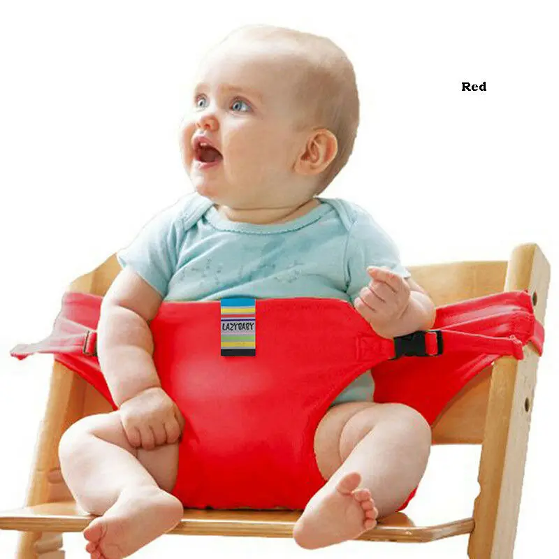 Портативный для маленьких мальчиков и девочек высокий стул Booster ремень безопасности жгут обеденный ремень безопасности - Цвет: Красный