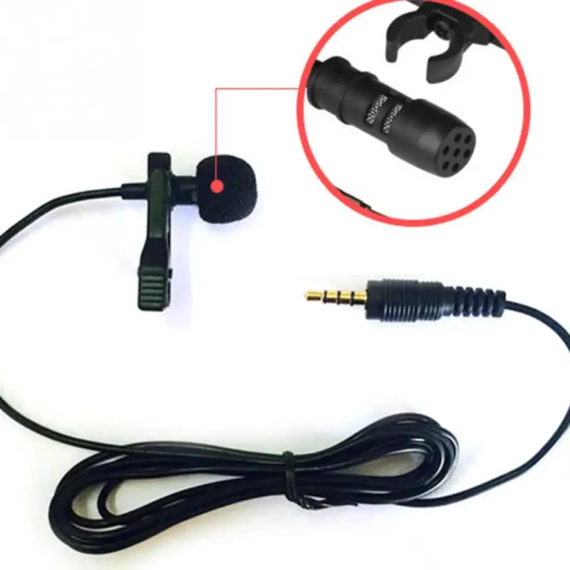 PUJIAMX 3.5 mm Microphone Clip Tie Collar for Mobile Phone Speaking in Lecture 1.5m/3m Bracket Clip Vocal Audio Lapel Microphone lapel microphone