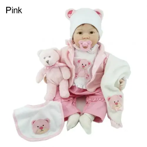 55 см Reborn для маленьких мальчиков и девочек кукла, винил силиконовые дети сопровождать игрушка детский подарок, новинка - Цвет: Розовый