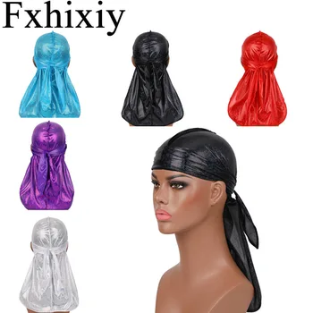 

Hair Accessories Laser Silky Men's Extend Long Tail Durags Breathable Bandana Wigs Hip hop Biker Wave Headband Turban