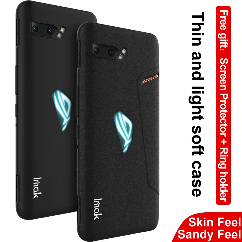 Чехол для Asus ROG Phone II ZS660KL Rog 2 с защитой экрана Imak cowboy Matte Back Cover Finger Ring Holder Soft