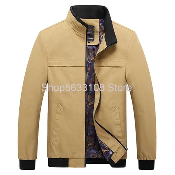 

Men's Wear Leisure Loose Li Collar Jacket Male Autumn Big Size Young And Middle-aged Joker Wash With Water Pure Cotton Coat