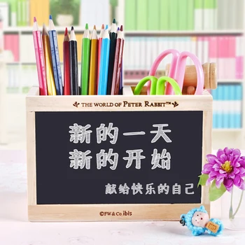 

Wooden Pen Holder with Blackboard Cute Desktop Pencil Holder Kawaii Desk Tidy Organizer Pen Pot Creative Office Accessories