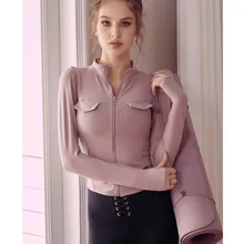 CretKoav, осень, новинка, декоративный карман, спортивная куртка, женская, плотная, на молнии, быстросохнущая, для бега, куртка с длинным рукавом, одежда для фитнеса