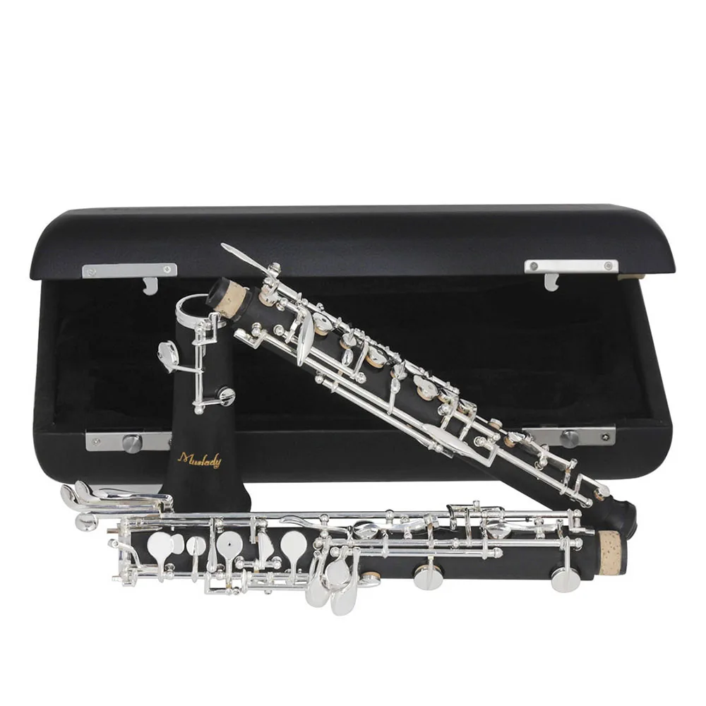 

Hot New Muslady Professional C Key Oboe Semi-automatic Style Silver Plated Keys Woodwind Instrument with Oboe Reed Gloves Leathe