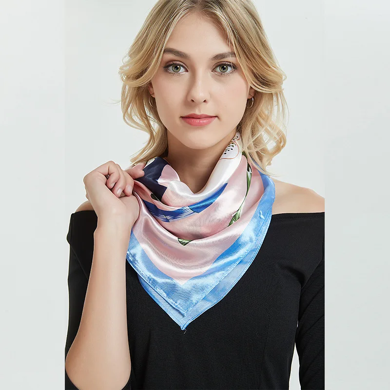 Luxury 90*90cm Silk Scarf for Women Bamboo Flower Stitching Printing Shawls  Wholesale 4 Color - AliExpress Apparel Accessories