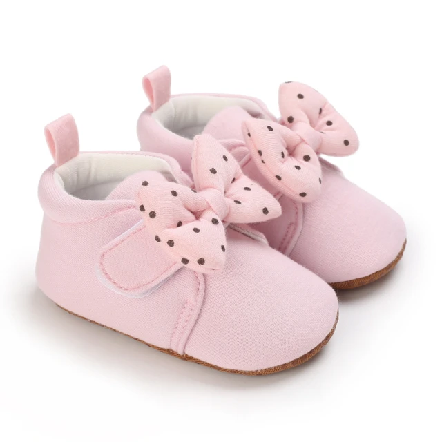 Cute Bow Baby Boy Girls Winter Warm First Walkers Cotton Baby Booties Kids Toddler Slippers Baby First Walkers Crib Shoes D57 Pink