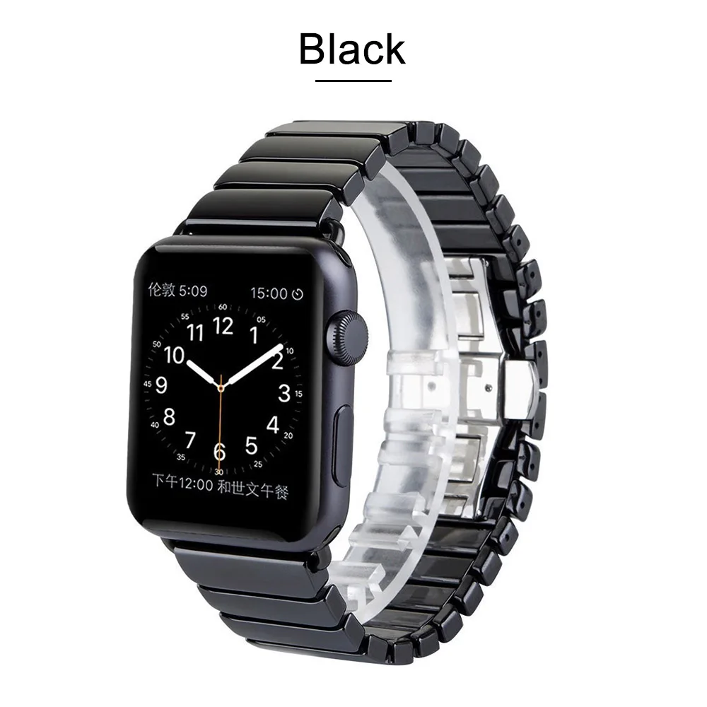 Керамический ремешок для часов Apple Watch 38 мм 42 мм браслет для умных часов керамический ремешок для часов Apple Watch серии 5 4 3 2 1 - Цвет ремешка: Black