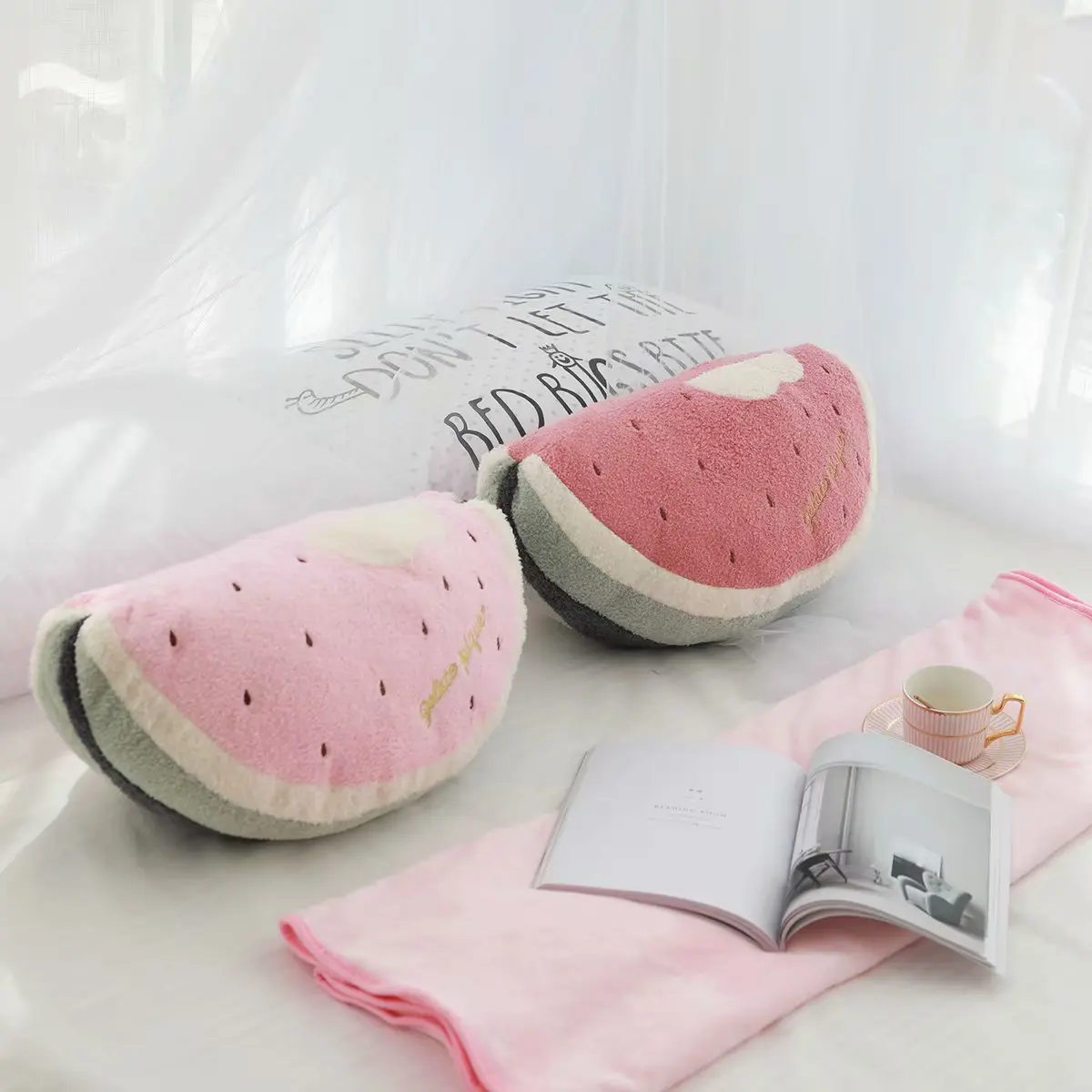 

Watermelon Pillow Blanket Plush Pillow Creative Car Dual Purpose Air Conditioning Blanket Pillow Plush Toy Kids Gift XC085