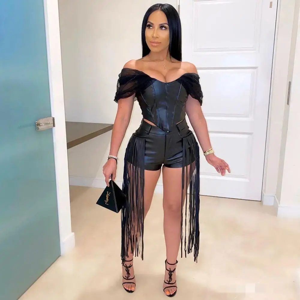 leather shorts club outfit