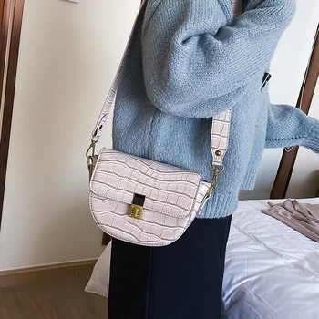 

Stone Pattern Women Pu Leather Handbags Saddle Bags Women Messenger Bag Small Shoulder Bags Crossbody Purse