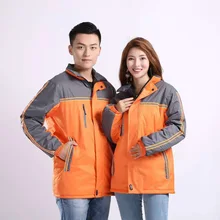 Autumn and Winter Thickened Outdoor Mountaineering Stormsuit Suit Fashion Hooded Contrast Color Suit Men's Work Clothes