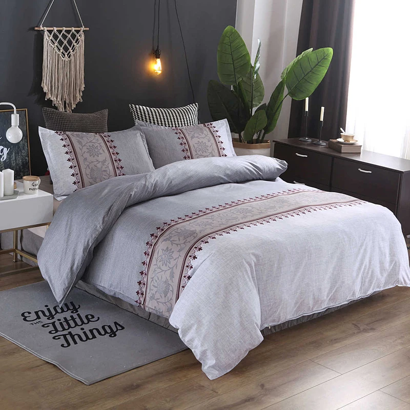 Простой геометрический Комплект постельного белья с цветочным принтом, роскошный пододеяльник из микрофибры и полиэстера, постельное белье