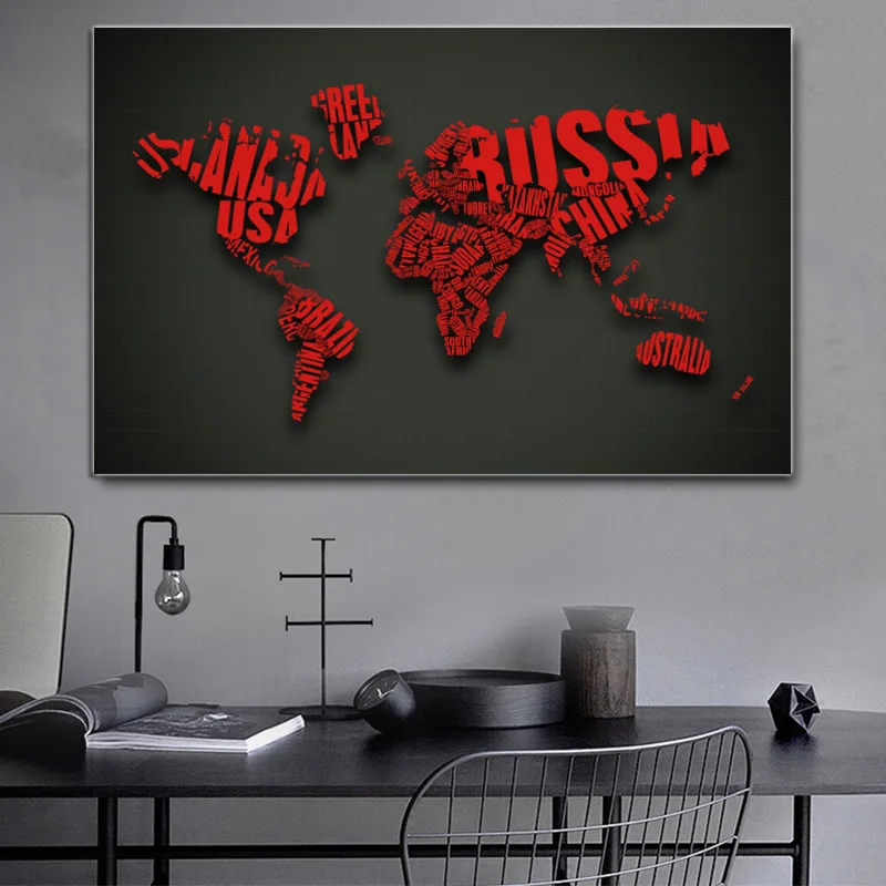 Современная Карта мира декоративная картина настенное искусство холст живопись