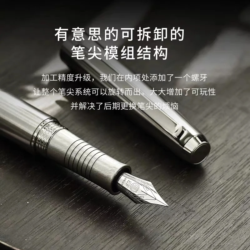 HD полностью стальная перьевая ручка с чернилами EF/Fine/Fude Nib Srew cap офисные школьные принадлежности penna stilografica - Цвет: EF Nib