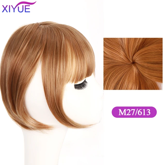Black/Light Brown Clip In Hair Bangs Hairpiece Accessories Synthetic Fake Bangs Clip In Hair Extensions Clip In Hair Pieces M27-613