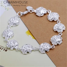 Charmhouse Серебряный браслет-цепочка для женщин полный цветок розы браслеты и браслеты женский браслет свадебные украшения Рождественские подарки