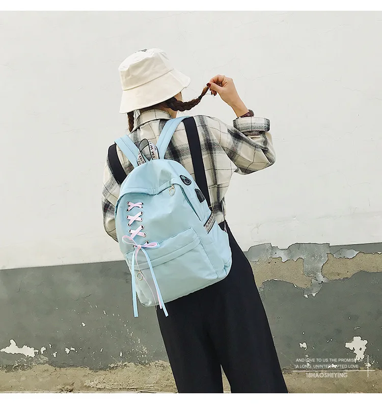 Cross Border for Oxford Cloth Backpack Women's Fashion Korean-style Casual WOMEN'S Bag Middle School Students School Bag Ribbon
