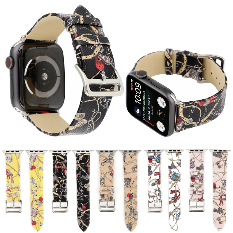 Мультфильм цепи узором ремешок для наручных часов Apple Watch Series 5 4 44/ 40 мм дышащей