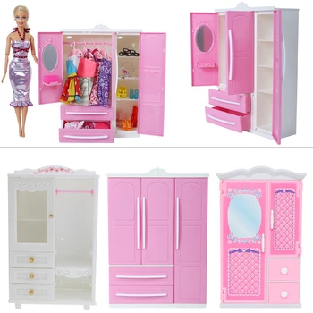 

1 Pcs High Quality Doll Wardrobe for Doll Pink White DIY Furniture Dress Clothes Doll Accessories Playhouse Kids Toy
