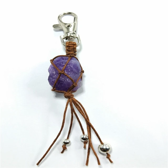 Crystal Macrame Keychain Car Charm Crystal Healing Accessories