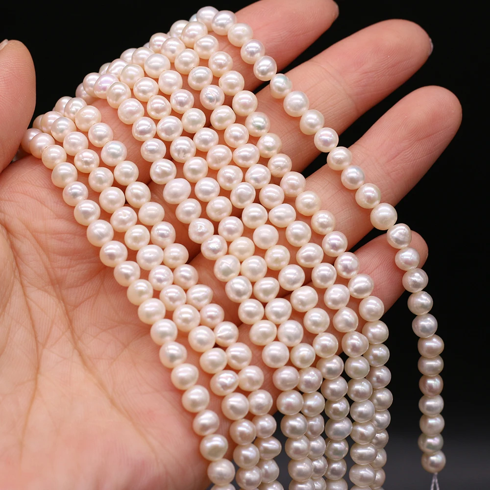 Round Natural Fresh Water Pearl Beads 4-5mm DIY for Jewelry Making Necklaces Accessories Bracelet Earrings Gift 36cm