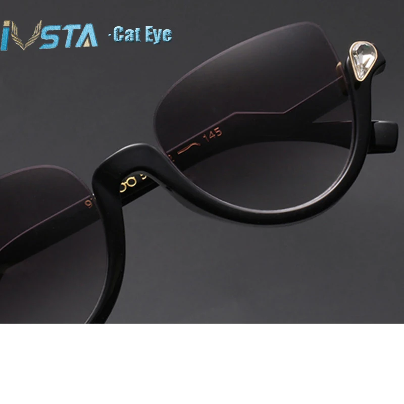 IVSTA, стразы с бриллиантами, женские очки, очки для близорукости, оптические оправы, женские полуободки, кошачий глаз, Овальные, близорукость, рецепт, прозрачные, роскошные