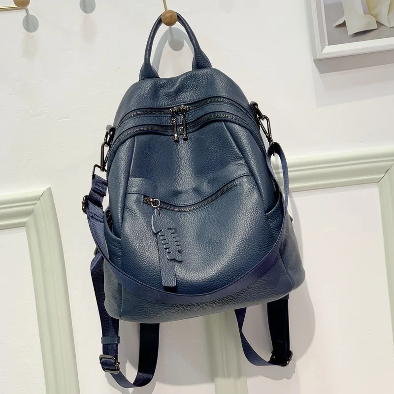 2022 NEW Top Quality Genuine Leather Shopping Women's Backpacks Lady Top Layer Cowhide Large Capacity School Book Backpack Bags 