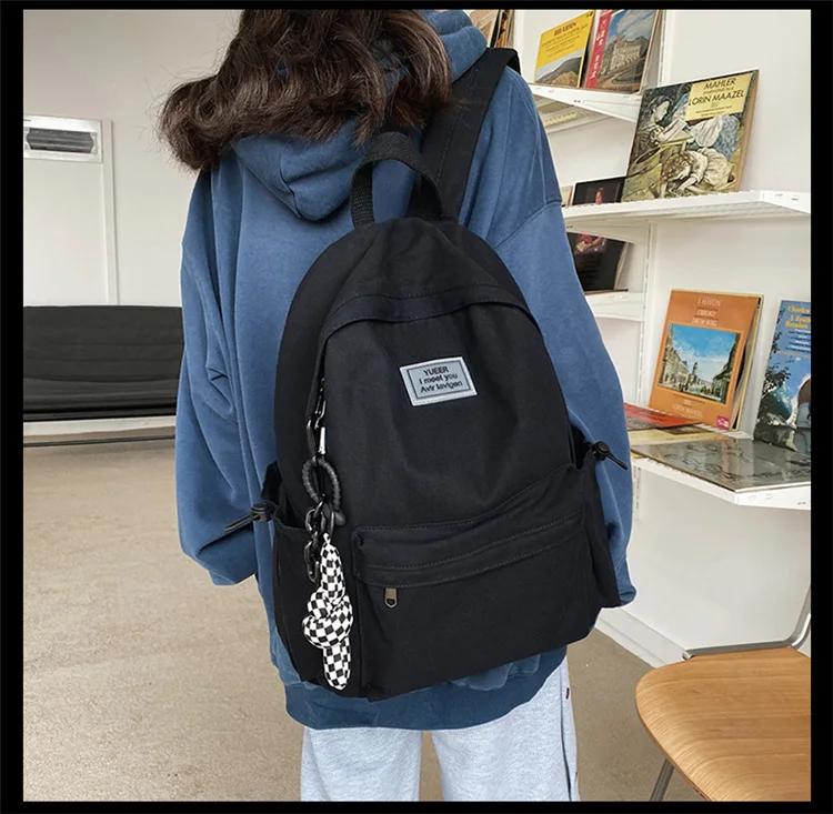 DCIMOR New Solid Color Women Backpack Trendy Girl Cute Travel Bag Teenager Fashion Schoolbag College High Quality Cotton Bookbag