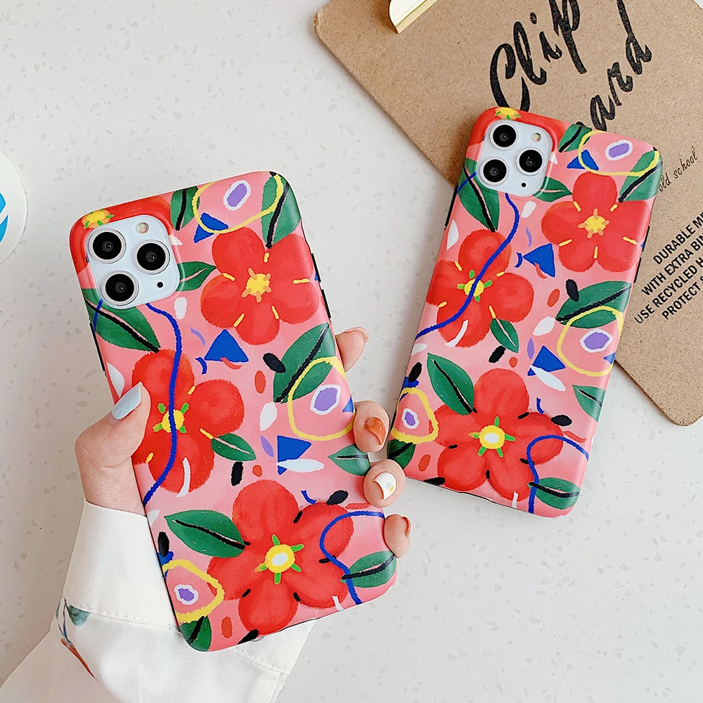 SUYACS Cute Wildflower Phone Case For iPhone 11 Pro Max XS MAX XR X 6 6S 7 8 Plus Matte Soft IMD Full Body Back Cover Gift | Мобильные