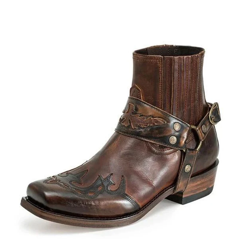 Spring Autumn Men Boots Roman Style Vintage Embroidery Short Tube Boots Large Size EUR 38-48 leather boots mens leather boots motorcycle leather boots