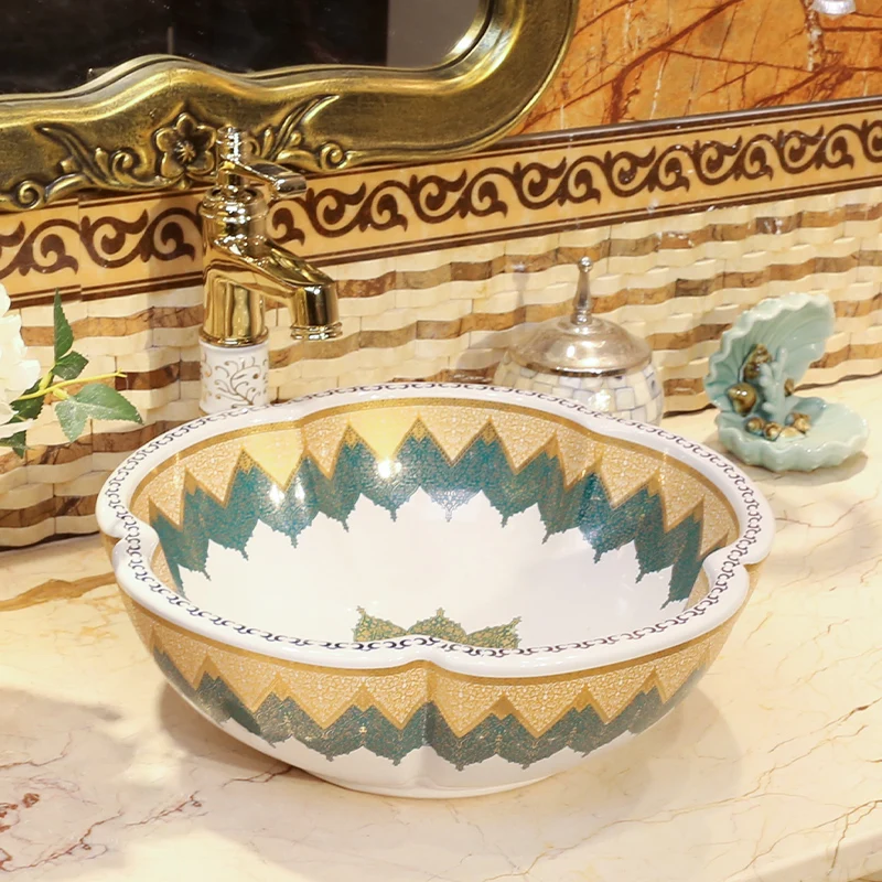 

Керамическая раковина Jingdezhen для ванной комнаты, раковина из фарфора, раковина для ванной комнаты