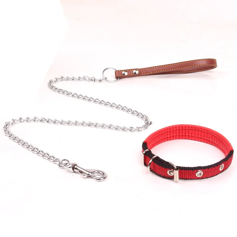 

Iron Chain PU Leather Large Dog Chain Dog Rope Dog Hand Holding Rope Golden Retriever Handle Dogs Medium-sized Dog Suppository D