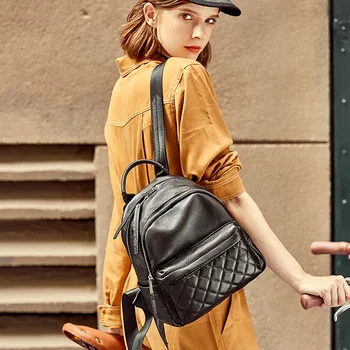 

black cowhide leather Backpack fashion backpack