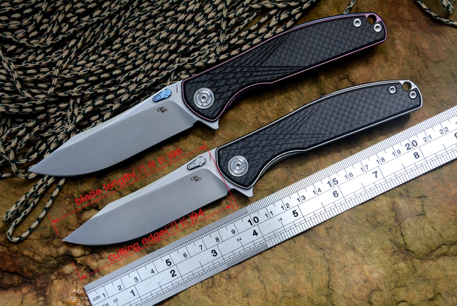 

CH3516 S35VN Pocket Knife Satin Blade Hunting Tactical Folding Knives Carbon Fiber Ti Handle for Gift Collections