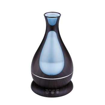 

400Ml Aroma Essential Oil Diffuser Ultrasonic Air Humidifier With Wood Grain Led Lights For Office Home Dark Brown Eu Plug