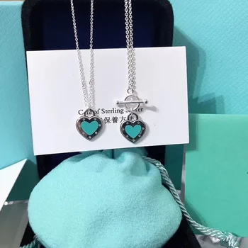 

1: 1 925 Sterling Silver High Quality Buckle Heart-Shaped Fascinating Necklace Women Logo Hot Fashion Jewelry Valentine Gift