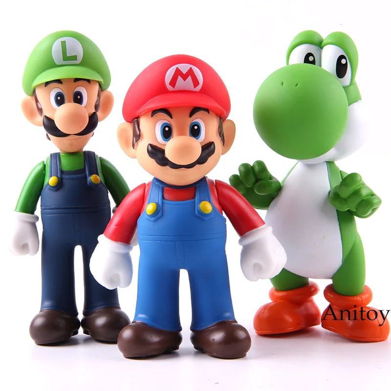 Super Mario Bros 3 шт./компл. Братья Марио Луиджи Супер Марио и Луиджи ПВХ, движущаяся фигурка, Коллекционная модель, игрушка, 11-12 см KT2652