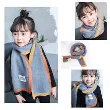 Зима, 3 цвета, Лоскутные Длинные шарфы для маленьких девочек и мальчиков, вязаный плотный шарф, шаль, Детские воротники, теплый детский шейный платок