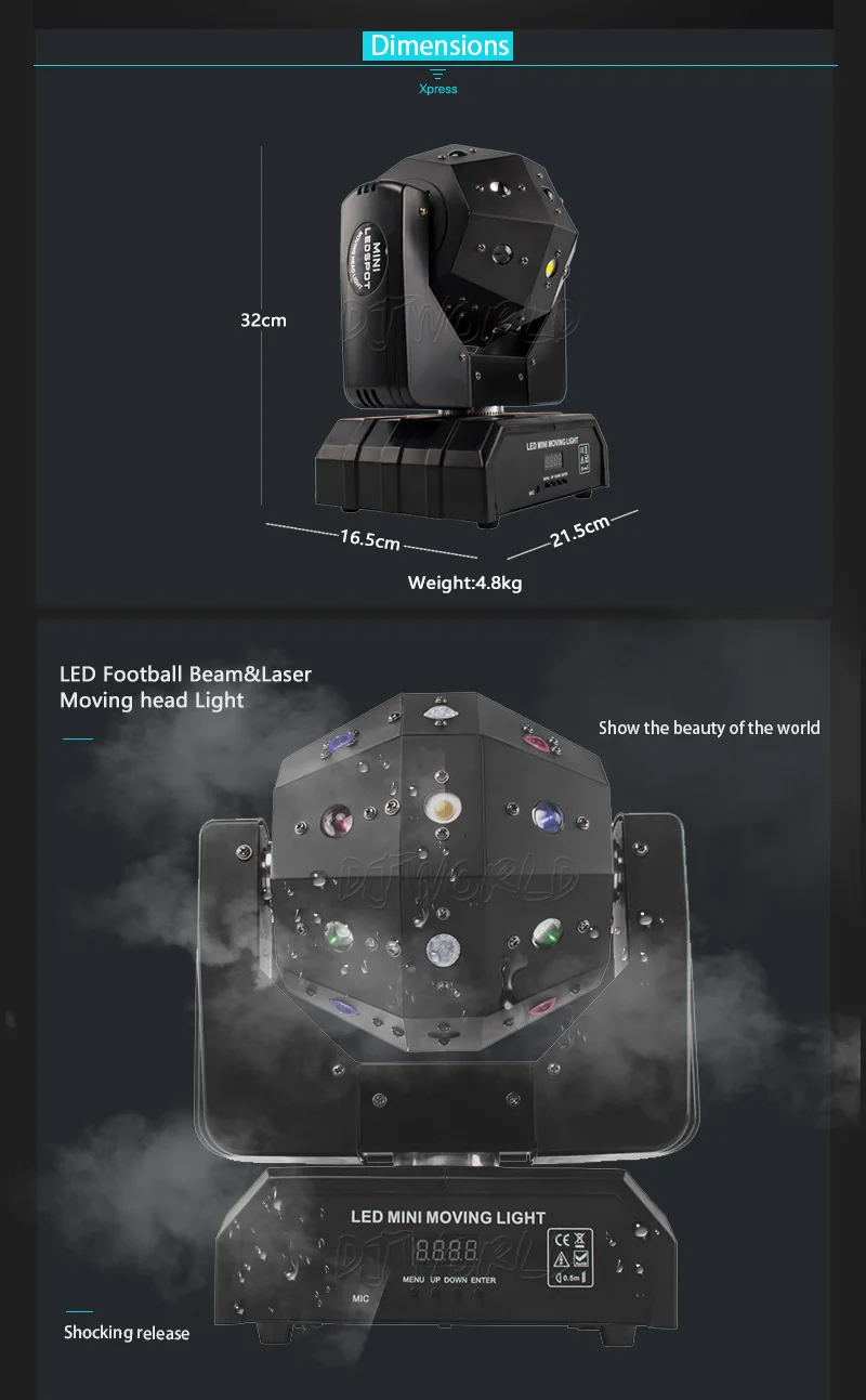 Djworld светодиодный прожектор 16X3 Вт 3в1 лазерный футбольный движущийся головной свет s. trong лазерный эффект высокой яркости День рождения/свадьбы