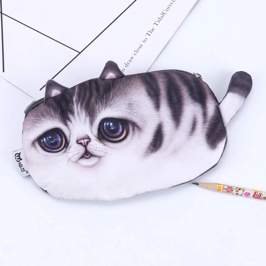 1 шт. Kawaii кошки молнии карандаши монета карманные сумки милые 3D Плюшевые карандаши чехол большой емкости канцелярские принадлежности для школьников, студентов подарок - Цвет: Flower cat