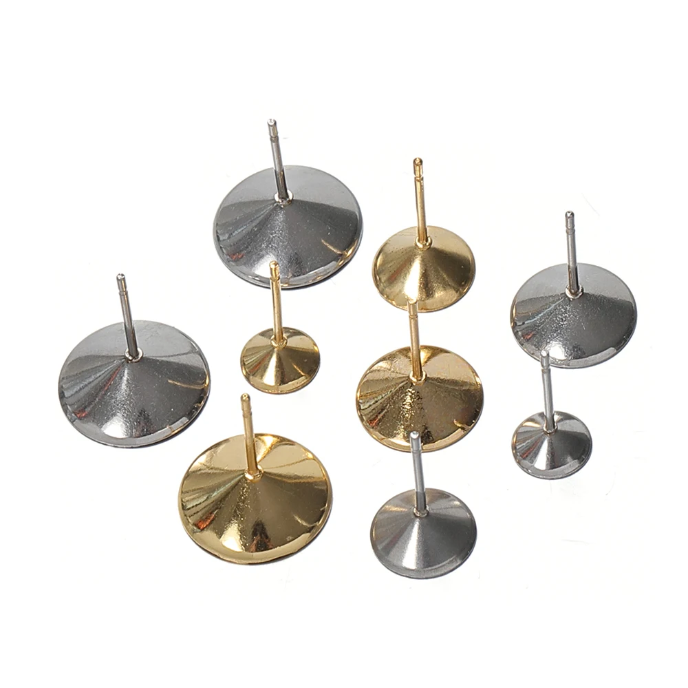 

20pcs Stainless Steel Earring Cabochon Base 6/8/10/12mm Cup Trays Fitting Crystal Earring Setting Supply DIY Jewelry Findings