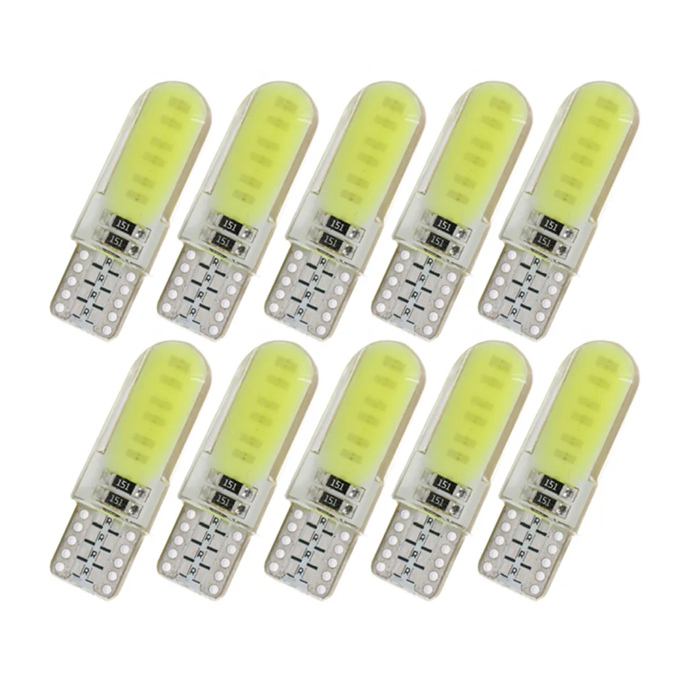 

10xPCS T10 COB 12SMD W5W 194 168 12V Reading Silicone Crystal Lamp Ceiling Clearance Bulbs Instrument Lights Car Silica Gel Led