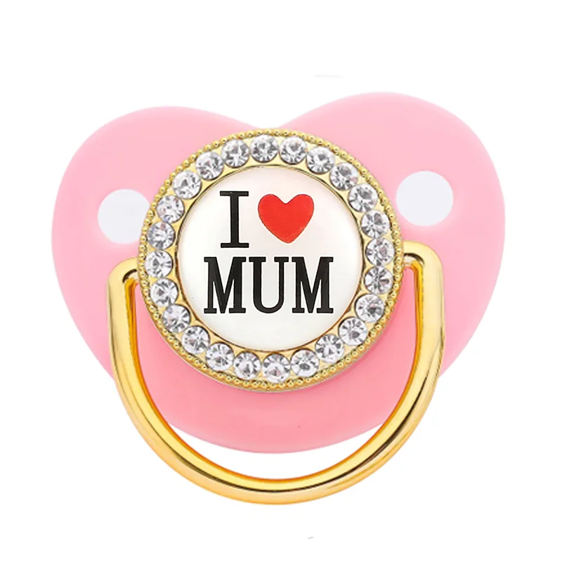 I Love Mum Baby Pacifier Dummy Silicone Infant Nipple Newborn Baby Shower Gifts Bling Soother For Girls Boys silicone pacifier baby pacifier