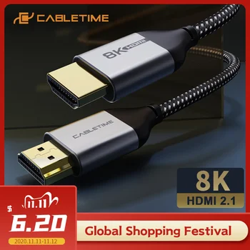 

CABLETIME 8K HDMI Cable to HDMI 2.1 8K/60Hz 48Gbps Ultra Slim Audio Video Coaxial Core 8K Splitter for Switch PS4 Laptop C326