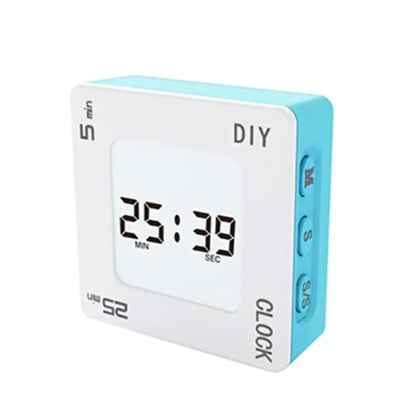 

Plastic DIY Time Management Pomodoro Timer Four Reminder Modes Creative Square flashing Vibration Alarm Clock for Students