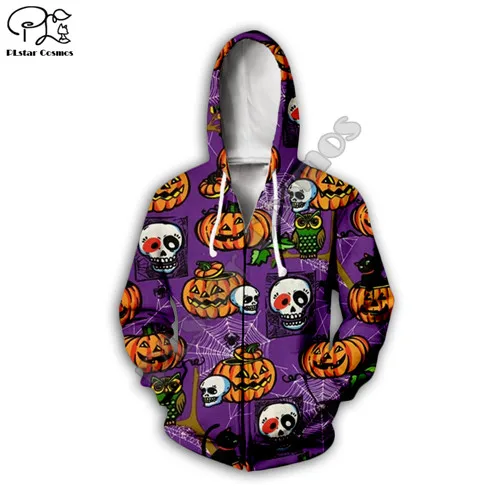 zip hoodie Забавный Череп Тыква принт для мужчин 3d толстовки Хэллоуин Джек Скаллинг Труп невесты Рождество wo мужчин Толстовка пуловер на молнии - Цвет: zip hoodie