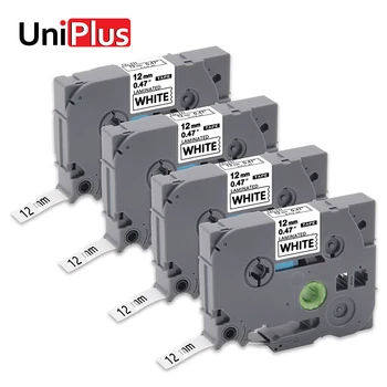 

UniPlus 4pcs Black on White TZe-231 TZe231 tz-231 tz 231 Label Tapes for Brother PT Label Printer 12mm Label Maker Letter Ribbon