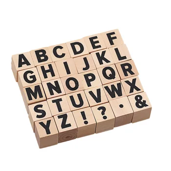 

30Pcs Wooden English Letter Stamps Simplicity Retro Capital Alphabet Stamps DIY Crafts Scrapbooking Diary Tools